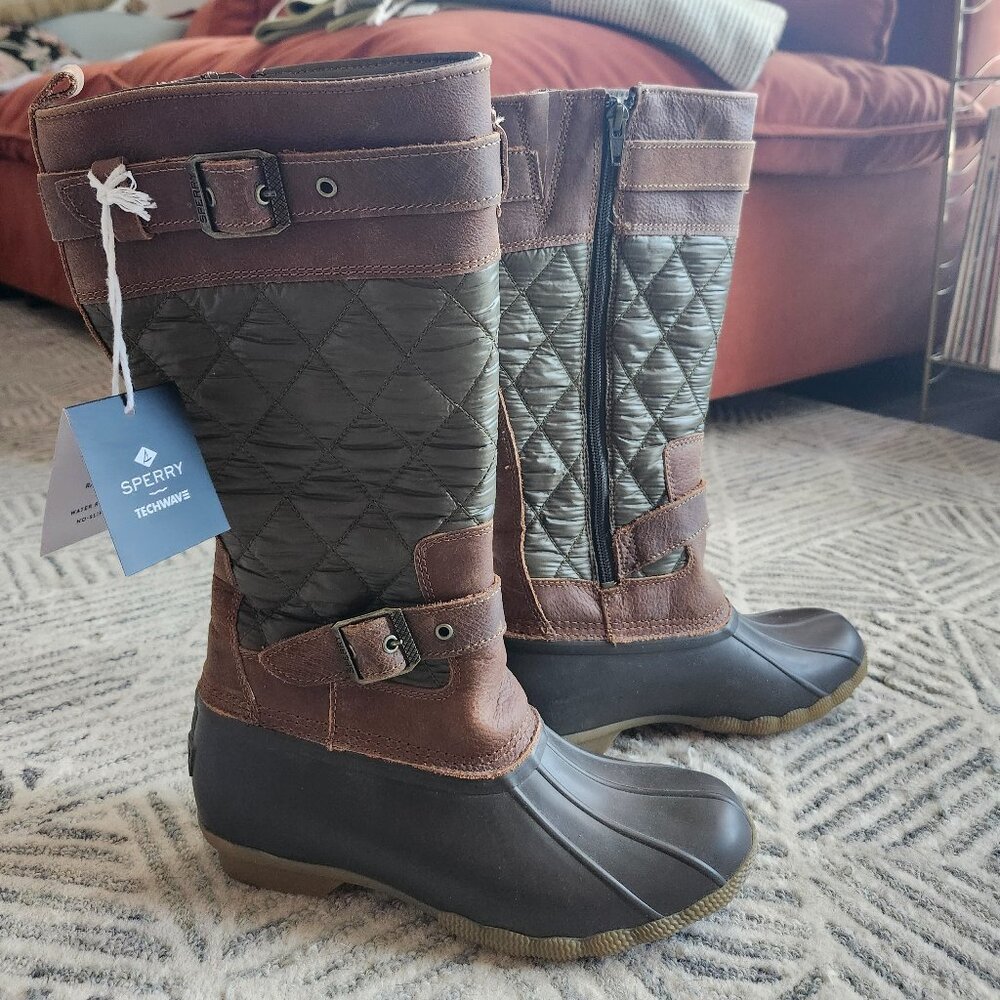 Saltwater Tall Nylon Duck Boot Color: Olive/Brown Size: 7.5